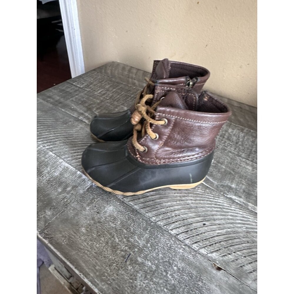 Sperry Little Kids Saltwater Duck Boots 8M Snow Rain Brown
